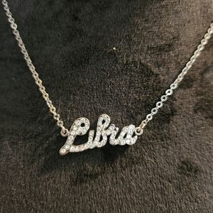 Silver diamond libra necklace 16 inches